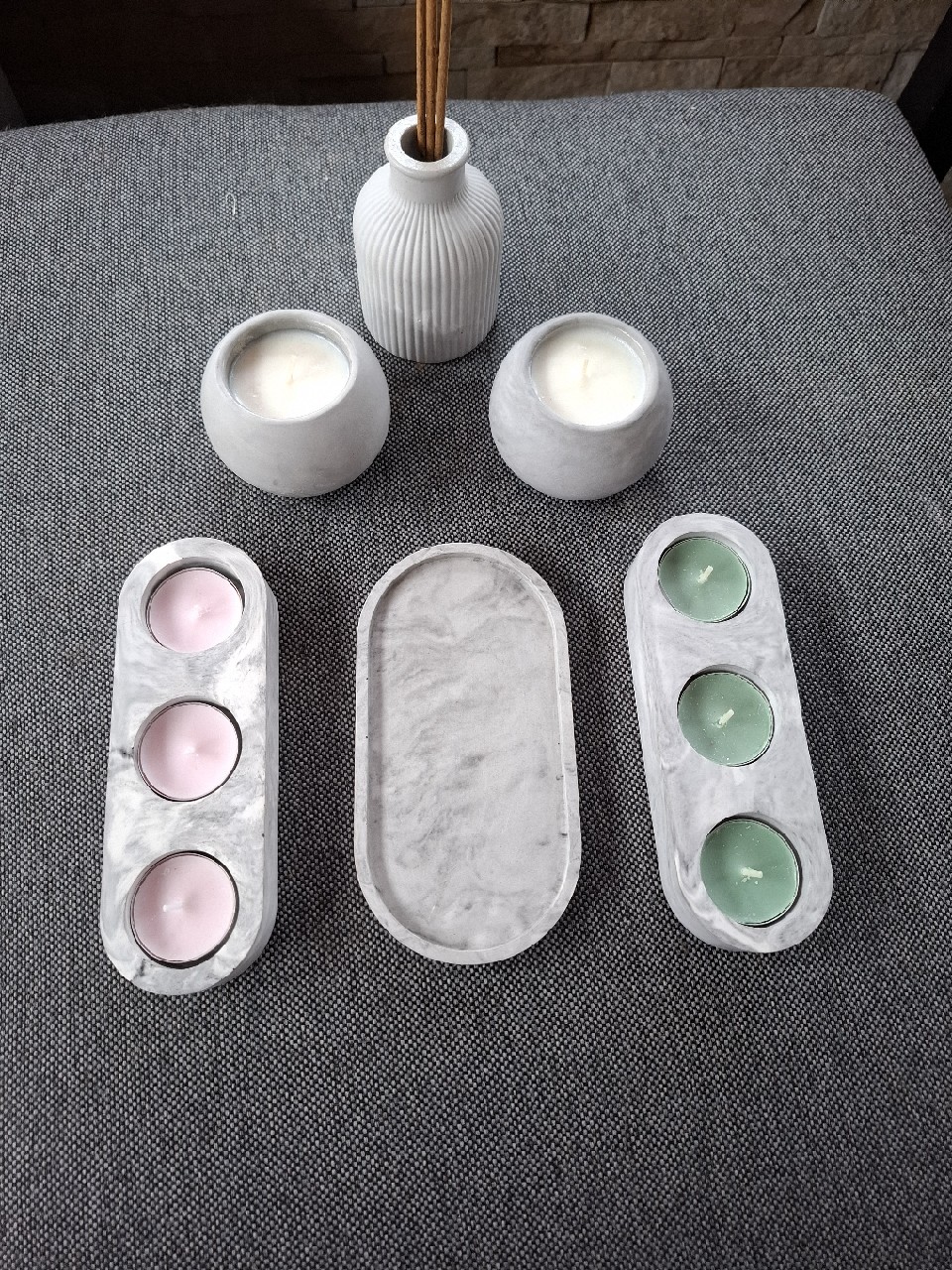Eco-Friendly Soy Candle – Unique Gypsum Vessel Minimalist handmade candle in gypsum container, sustainable soy wax.