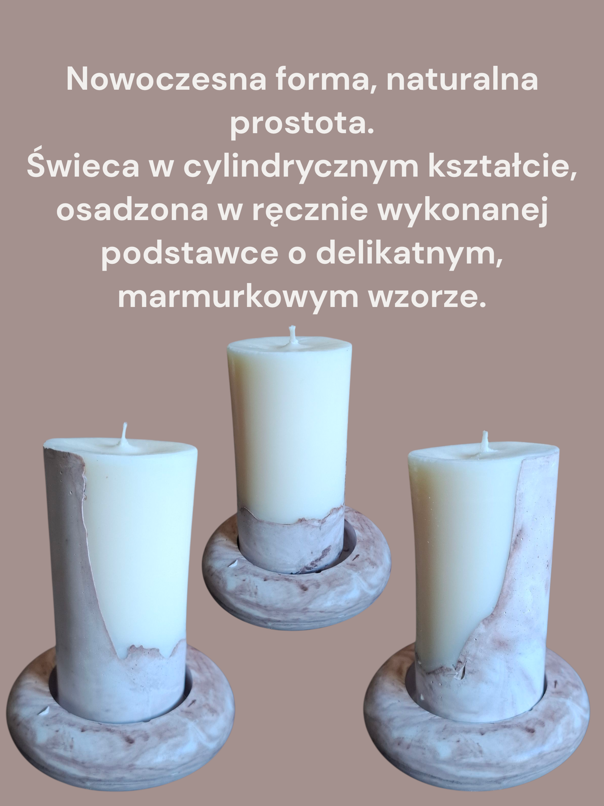 Minimalist handmade candle in gypsum container, sustainable soy wax.